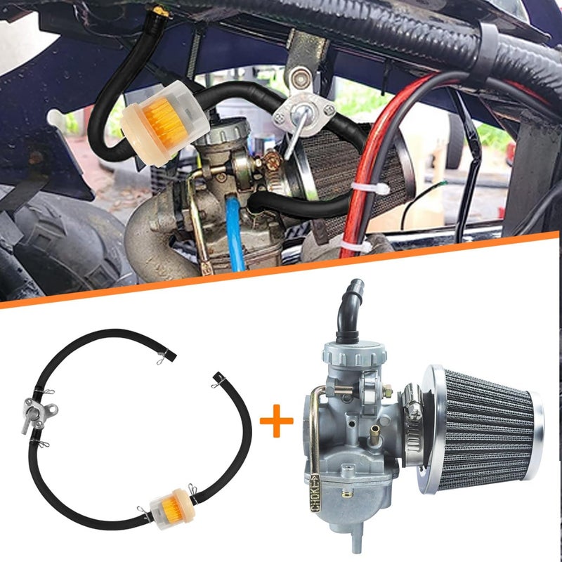 HOLATO PZ20 Carburetor Carb Air filter Fuel Line Kit for 50cc-125cc Taotao ATA-110B 125D Boulder B1 T-Force Coolster Apollo kazuma Kids ATV Four Wheeler XR70 XR80 CRF70 CRF80F Dirt Pit bike (BLACK) - Image 2